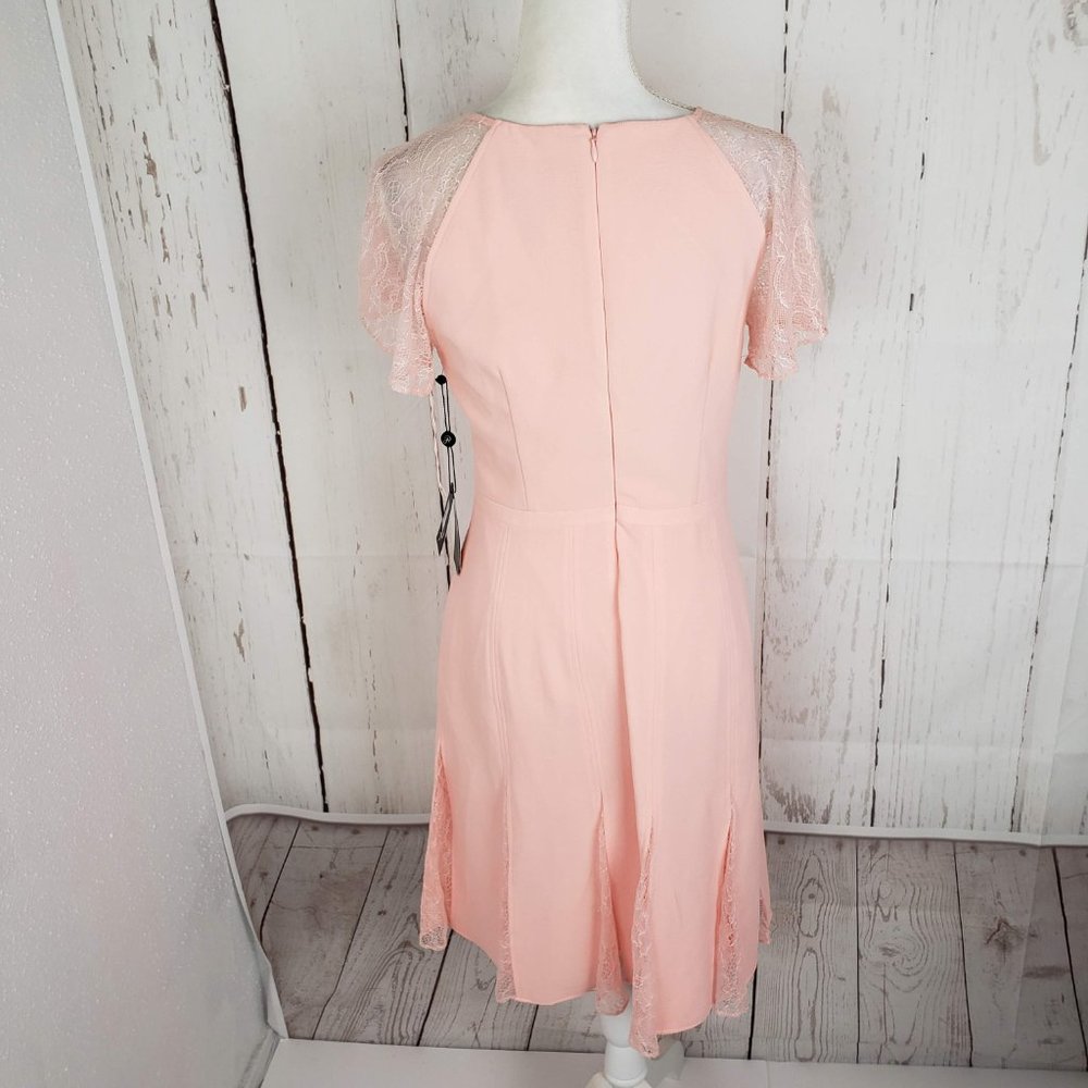 New Adrianna Papell Fit Flare Party Dress Peach - Picture 4 of 8